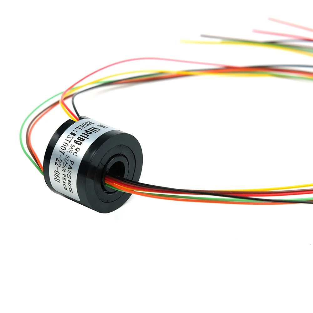 Anel deslizante elétrico com furo, Eixo oco para mesa de jantar PTZ, Acessórios do rotor, Diâmetro 7mm 1.5A, 2 4 6 Canais