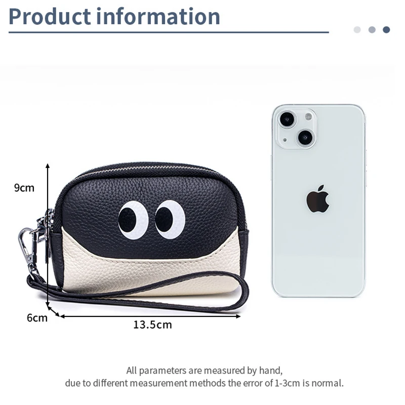 Portafoglio da donna con cerniera multistrato Borsa da polso rimovibile con pochette piccola in vera pelle per portamonete grande da cartone animato di lusso da donna