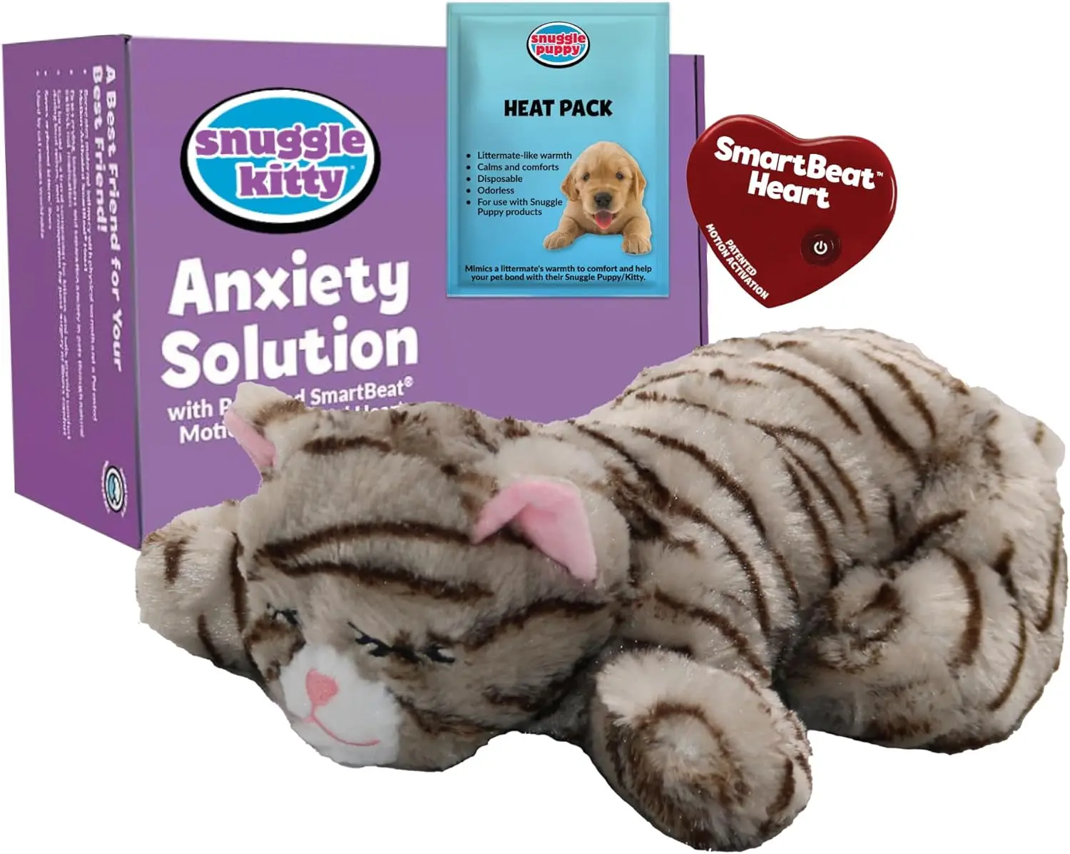 

Успокаивающая плюшевая игрушка-кошка с эффектом сердцебиения для снятия тревоги у кошек всех пород и размеров