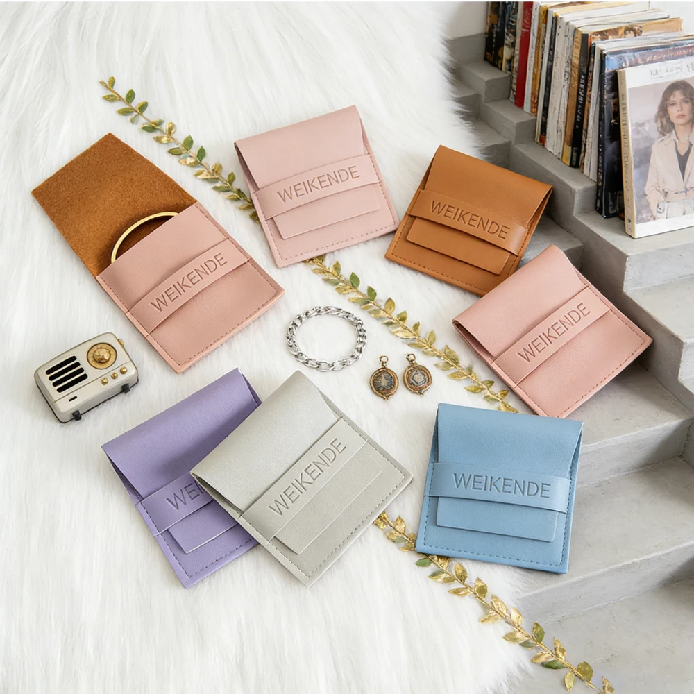 

Кожаные подарочные пакеты 50/100 шт., мешочек для ювелирных изделий из искусственной кожи, кольца, свадебное ожерелье, серьги, браслет, упаковка, мешок для хранения