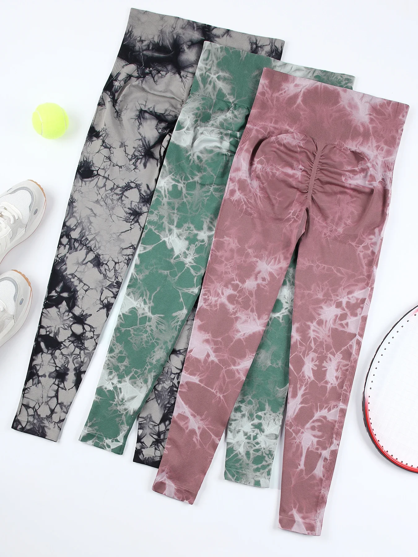 

Women Tie Dye Legging High Waist Butt Lifting Sports Pants Elastic Gym Seamless Workout Tight