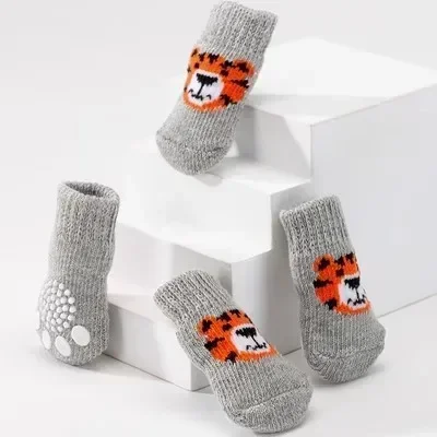 4PCS Small Dogs Foot Covers, Chihuahua,Shiba Inu Dog Sock Dachshund WarmBeagle, Indoor and Outdoor Shoes, Large, Medium