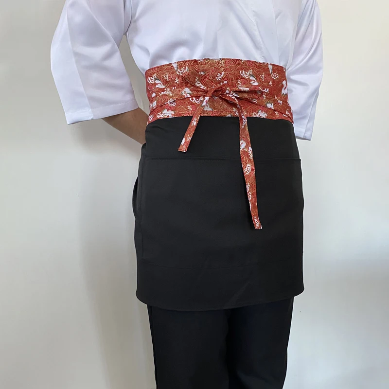 Delantal de estilo japonés para cocina, restaurante, Chef, Hotel, cocina coreana, tienda de Sushi, camareros, uniforme de trabajo, delantal corto de cocina