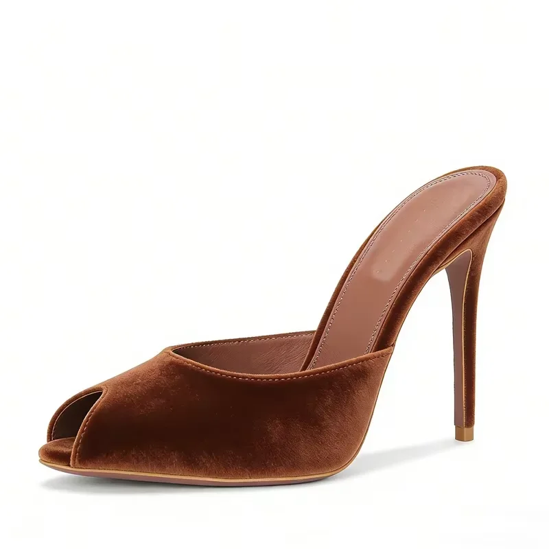 

Suede Shallow Slip On Slippers Sexy Pointed Stiletto Toe Solid Accept Customized New Arrivals Fashion Women Modern Shoes