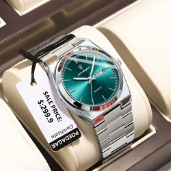 POEDAGAR Business Luxury Men's Quartz Watch Waterproof Luminous Date Week Stainless Steel Man Watch Fashion Watches For Men Gift