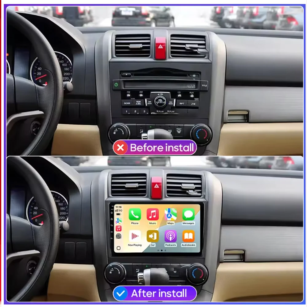 Andorid 16 Car Radio For Honda CRV 3 RE 2007 2008 2009 2010 2011 Wireless Carplay Android Auto Car Stereo Multimedia Player 2 DI