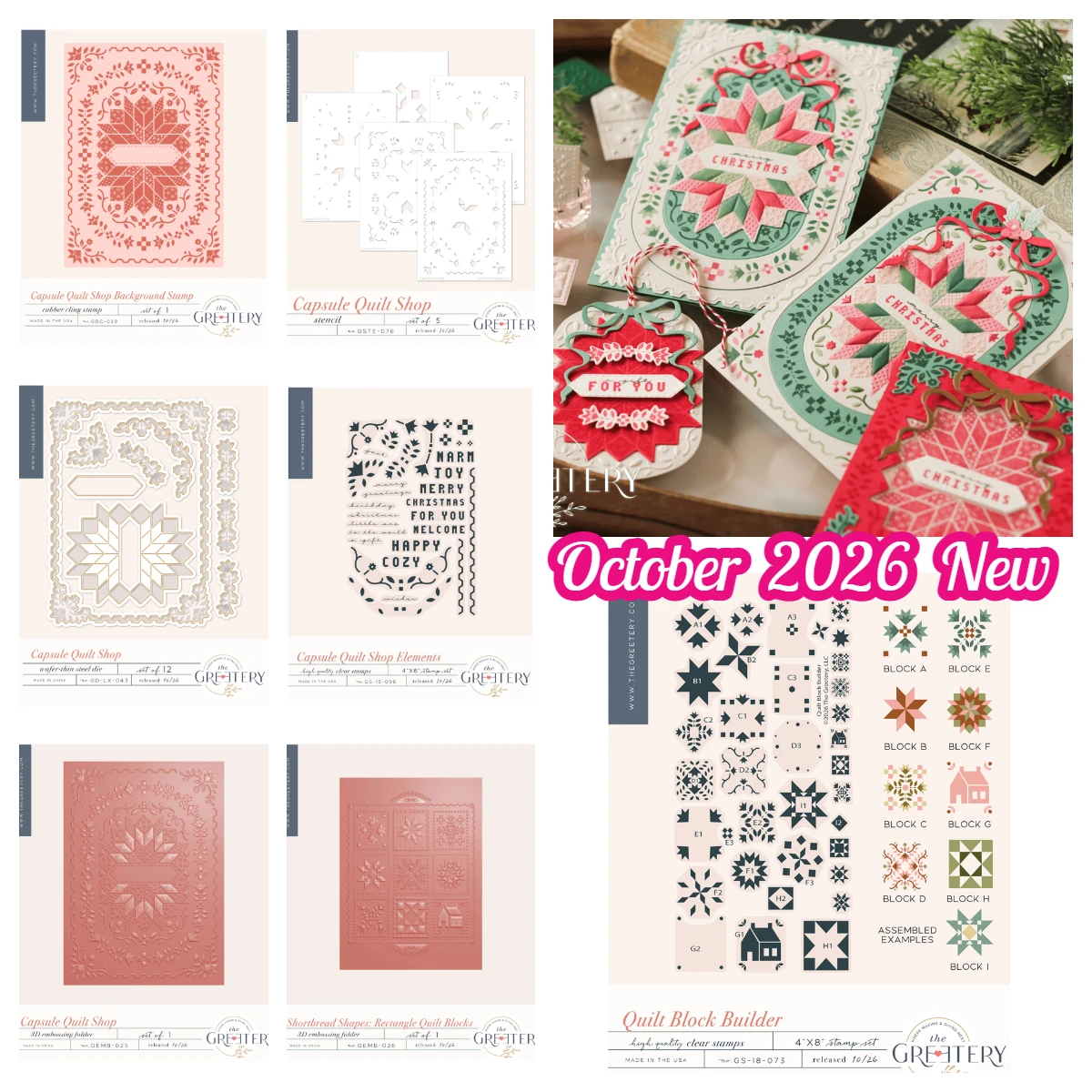 Shop Quilt Block Greetery Kapsel-Quilt-Baukasten Kürbis Mais Kornkranz Stanzformen Stempel Schablonen für DIY Scrapbook Tagebuch Oktober 2026 Neu