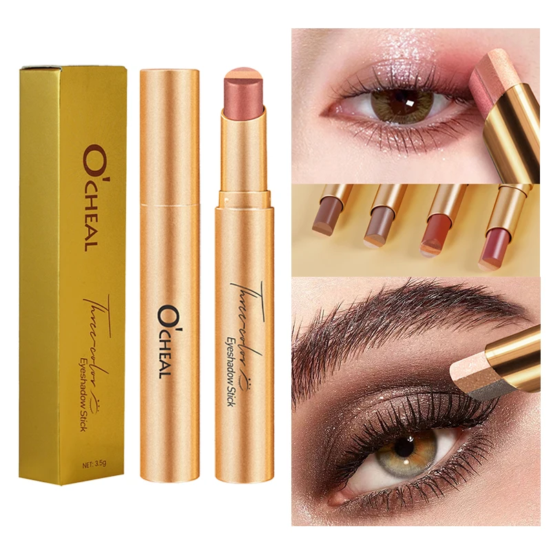 O'CHEAL ثلاثة ألوان ظلال العيون عصا التدرج حساسة لامعة مقاوم للماء بريق ظلال العيون مقاوم للماء مستحضرات التجميل العين طويلة الأمد