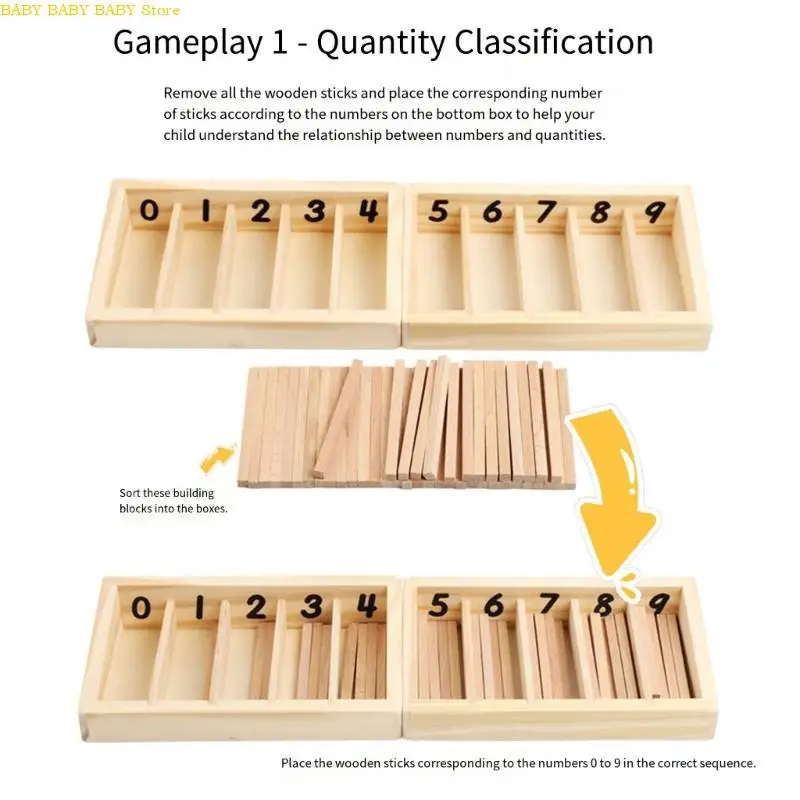 Q81A Natuurlijke houten spindelbox Wiskunde Tel speelgoed met kleurherkenning voor kinderen