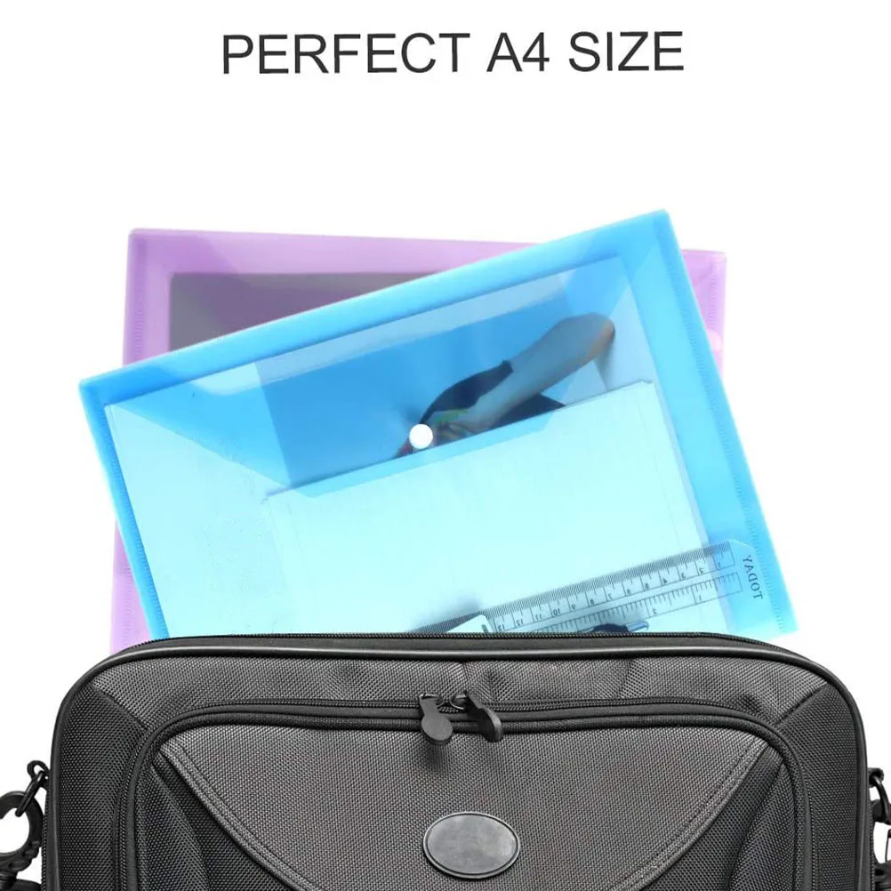 

12 Pcs Colorful File Folders Office Storage Bags A4 Size Water Proof Document Holder Plastic Pouch For Papers