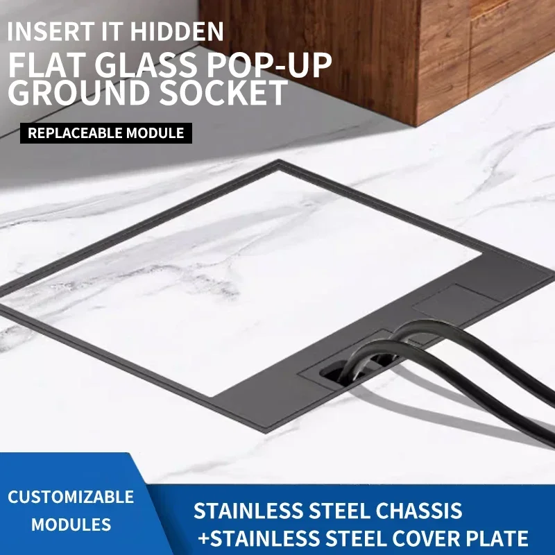 Embedded Underground Floor Hidden Socket USB EU/FR/BR/IL/IT/Korea Stainless Steel Table Outlet Socket Box 130*130mm