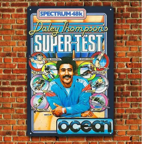 Daley Thompson's Super Test Spectrum Retro Video Game Metal Poster (8x12 inch)  -Aluminum