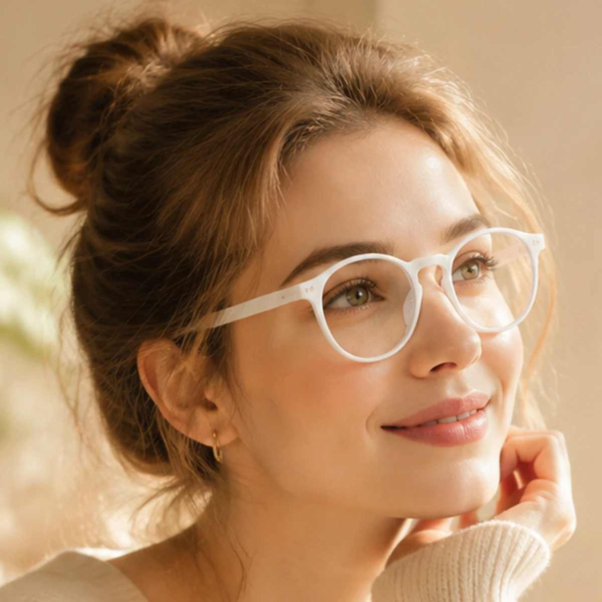 1 Pair of Women's Full-Frame Retro Round Non-Prescription Glasses, Artistic and Simple, Refreshing and Age-Reducing, Casual and Versatile Women's Glasses, Suitable for Going Out, Visiting Stores, Checking In, Daily Wea