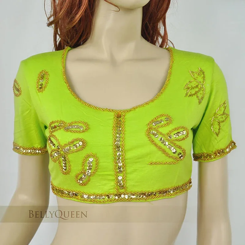 Women Belly Dance Top Belly Dance Costume Sequins Beads Bra Top Vest Blouse Yoga Top 10 Colors