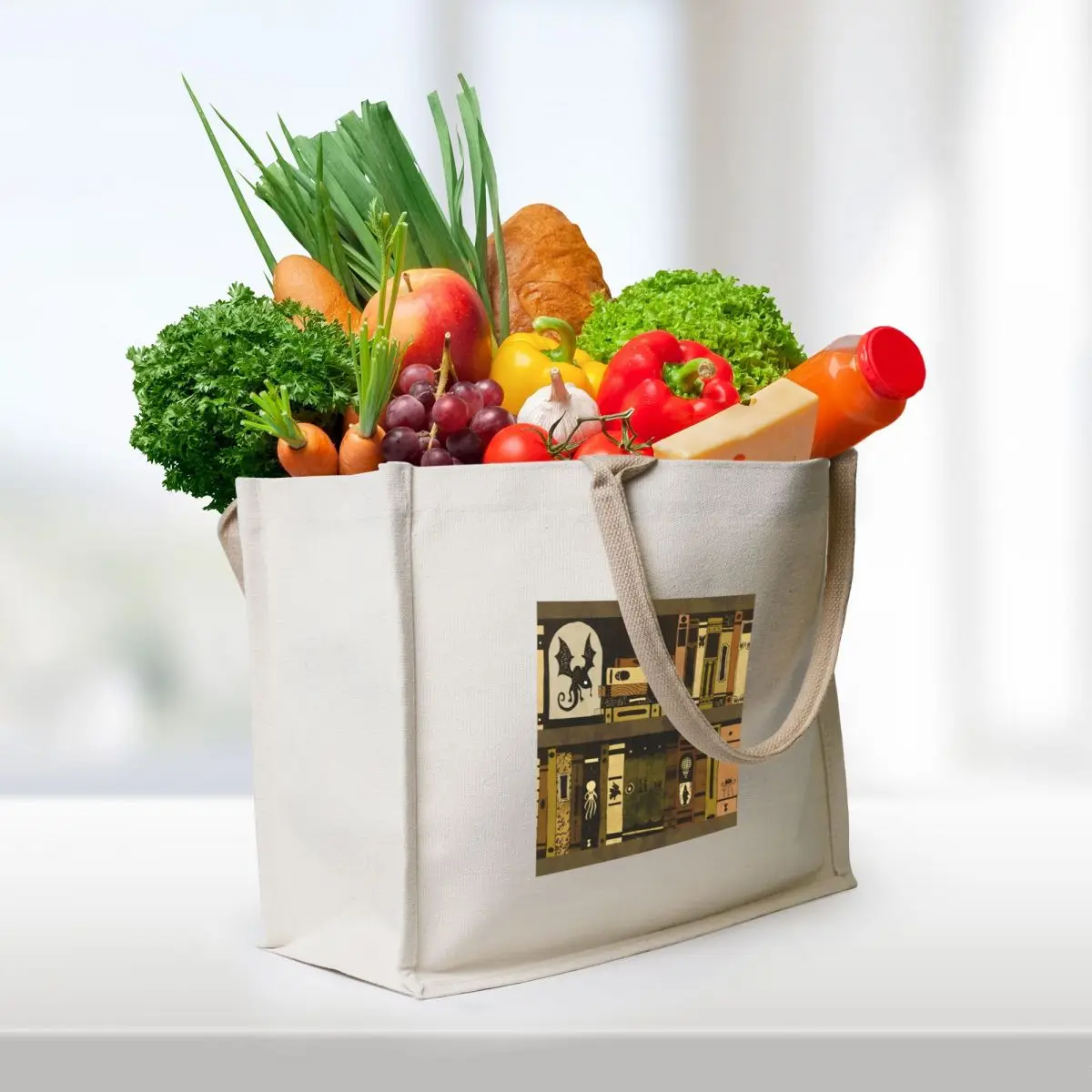 Bookcase Tote Bag reusable shopping bag Canvas shoulder bag Women's bags