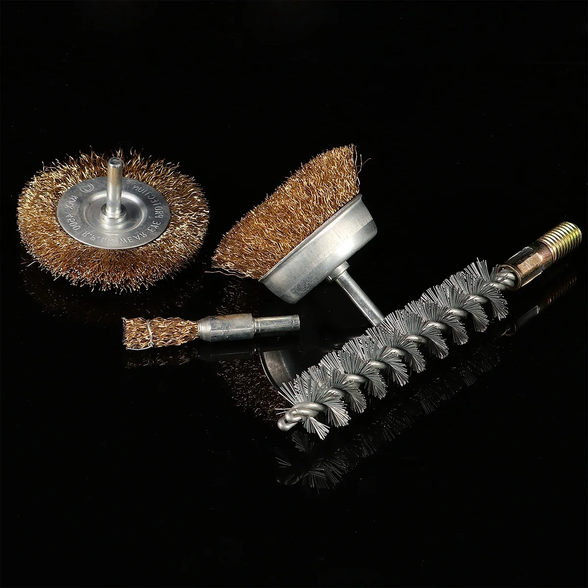 4-teiliges Rad-Set für Metalldrahtbürsten-Set, Polieren, Schleifdraht, Radbürste, Rostentfernung, Drehwerkzeug-Zubehör