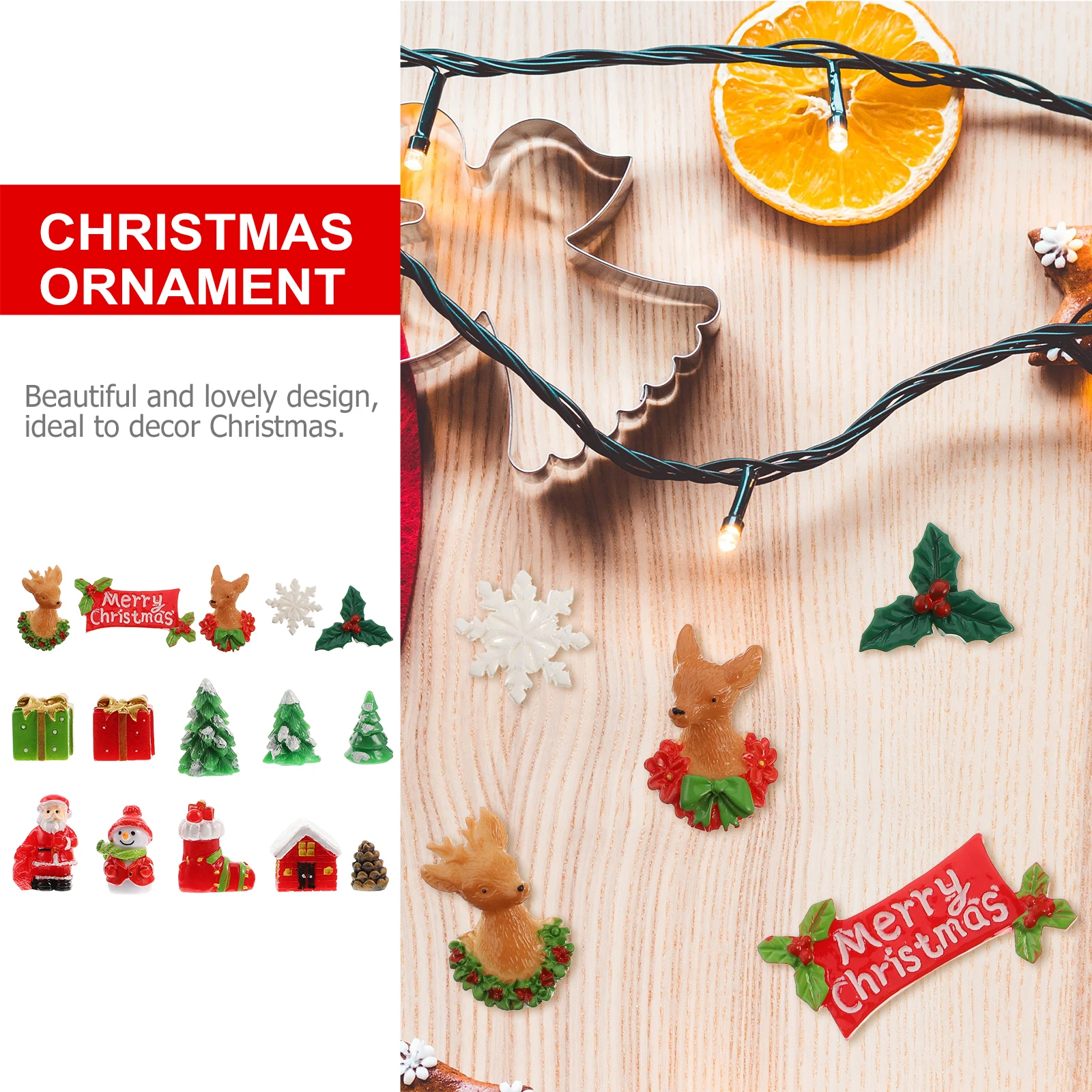 

15Pcs Snow Scene Resin Christmas Ornament Creative Desktop Decor Party Decoration Christmas Theme Resin Ornament