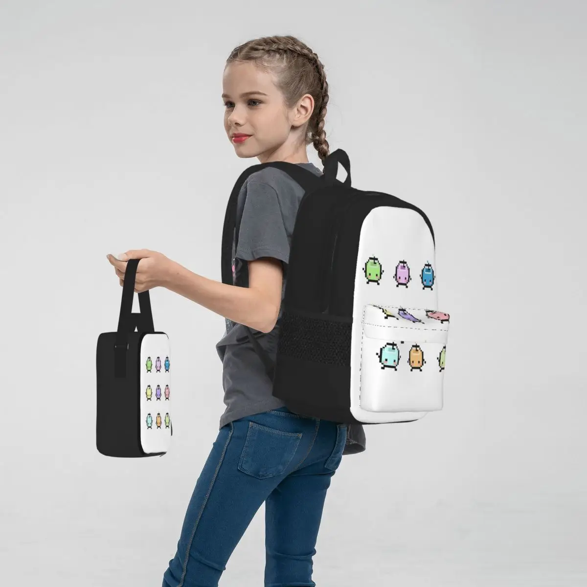 StardistingValley-Sacs à dos Pastel Junimos pour enfants, cartable, sacs d'école pour enfants, sac à dos de dessin animé pour enfants, sac à lunch, sac à stylos, ensemble de 3 pièces