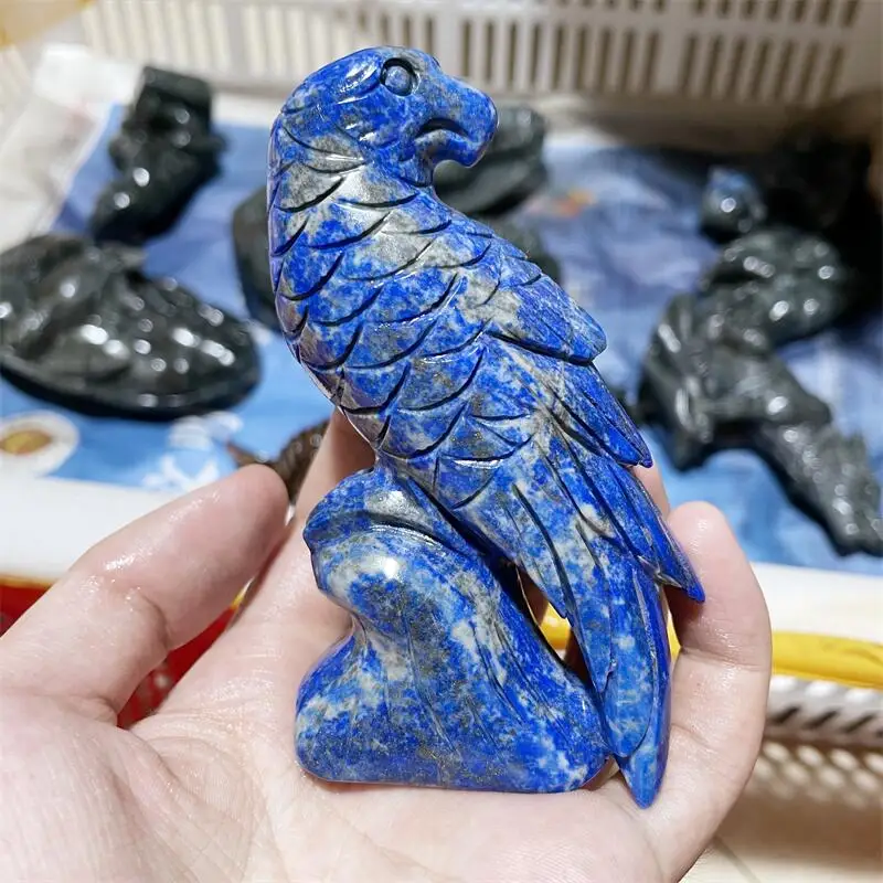 Natural Lapis Lazuli Eagale Animals Quartz Figurine Healing Crystals Home Decor Reiki Gifts 1pcs