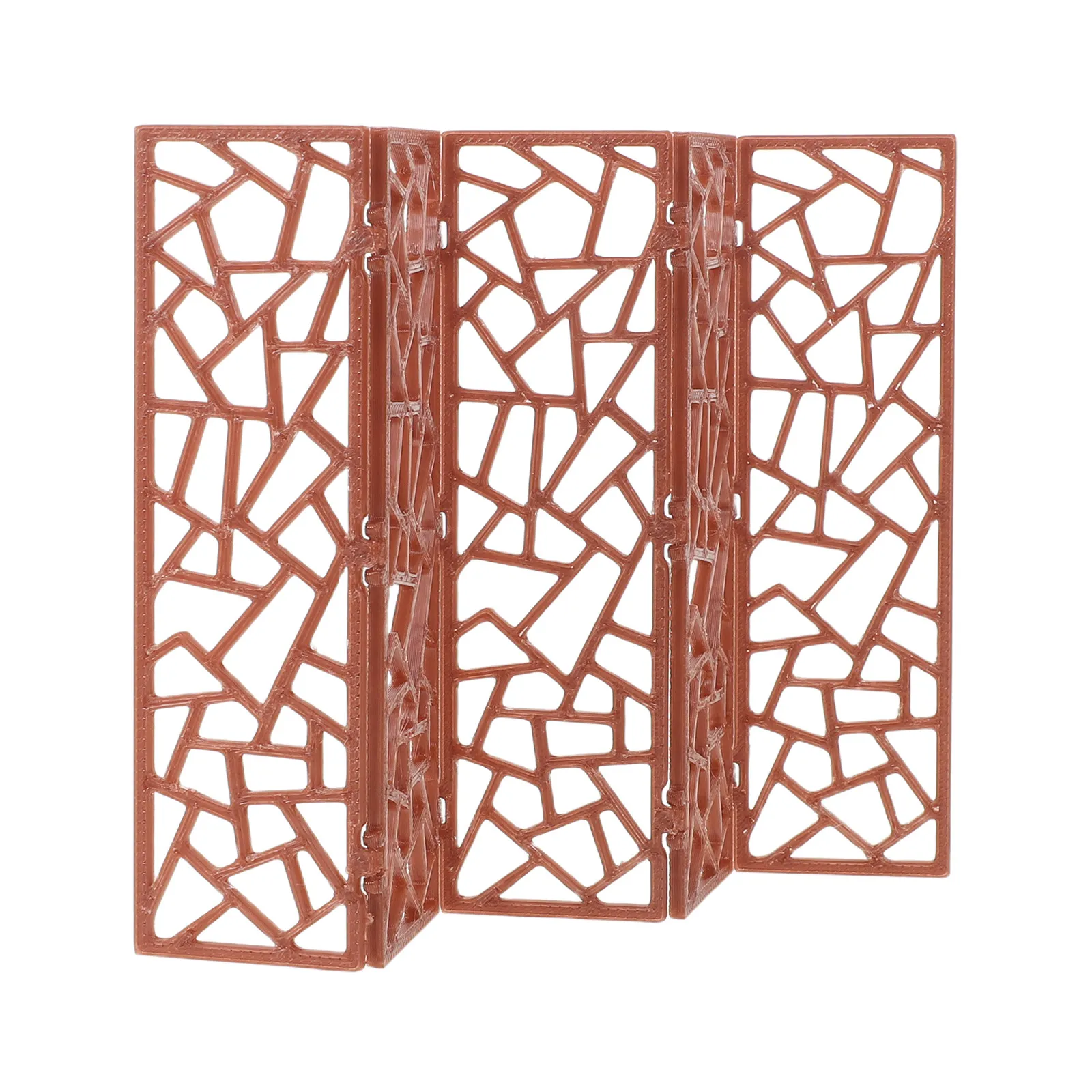 Mini Chinese Style Wood Screen Decorative Mini Folding Screen Divider 1:20 Scale Small Room Divider Desktop Privacy Panel Micro