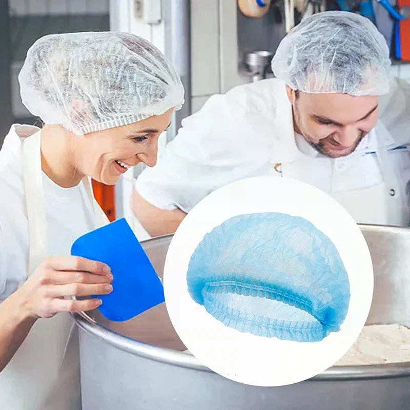 

50pcs Thick Hair Caps Worm-Style Caps Food Processing Workshop Work Hats And Dust-proof Caps