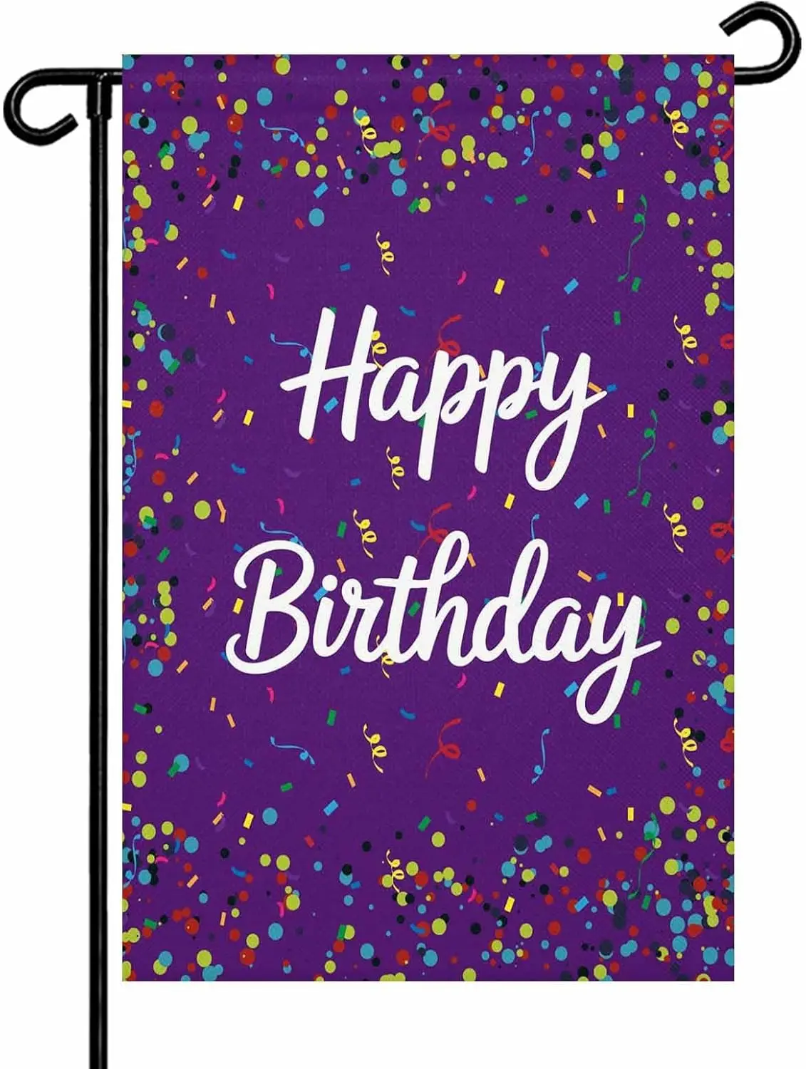 Happy Birthday Garden Flag Polka Dot Ribbon Purple Garden Flags for Outside 12x18 Double Sided for Outside Yard Lawn Holiday LLG