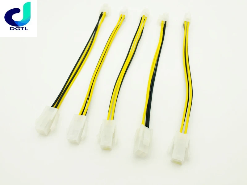 5PCS 20cm 4pin Power ATX 4 Pin Male to 4 Pin Female PC CPU Power Supply Extension Cable 4Pin Connector Adapter for Motherboard