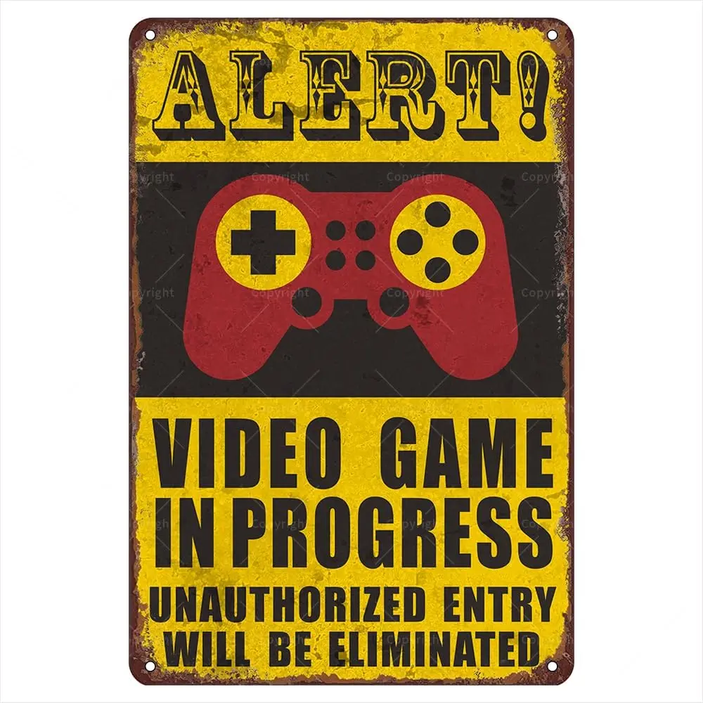 Game Room Retro Metal Tin Signs, 12