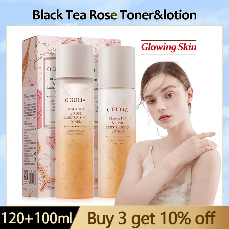 120/100ml Rose Black Tea Whitening Face Essence Toner&Lotion Hyaluronic Acid Nourish Anti-Aging Repairing Makeup Water Skin Care