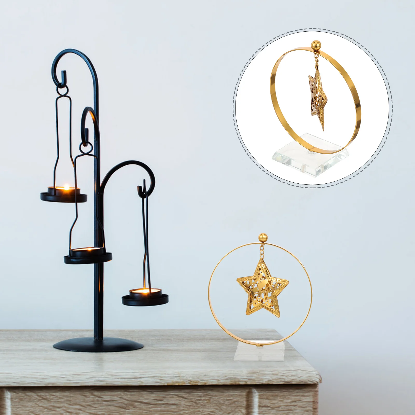 

1pcs Five-Pointed Star Decor Metal Tabletop Ornament With Stand Desktop Star Craft Home Office Decoration Christmas Gift