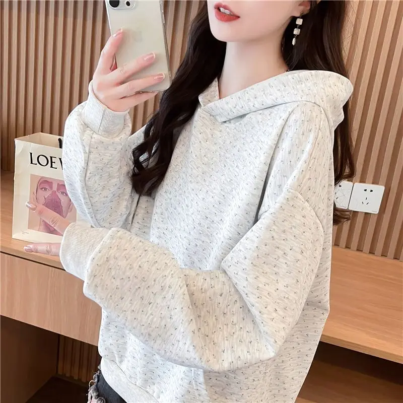 

Women's Sweatshirts Hoodie Spring Autumn New Floral Design Loose Versatile Long-sleeved Tops Ins