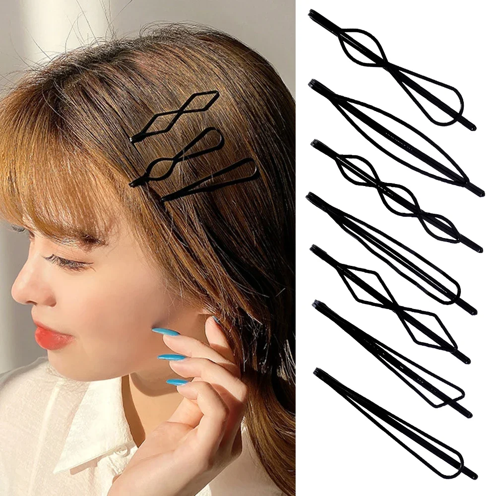 3/12Pcs Black Hair Clips Bobby Pins Wavy Hairpins Metal Barrettes Invisible Wave Hairgrips Korean Hair Clip Styling Accessories