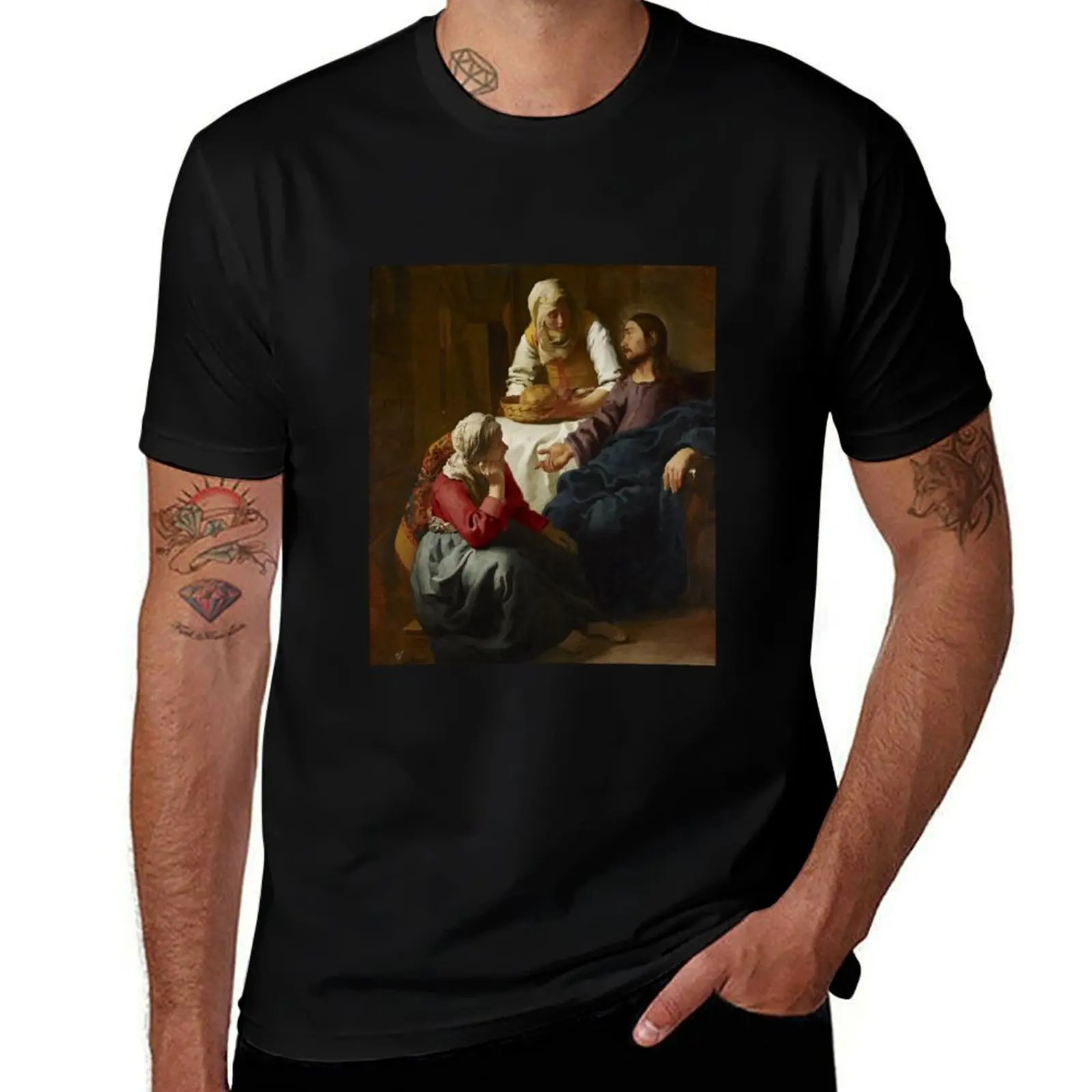 Vermeer, Christ in the House of Martha and Mary T-Shirt funny t shirts man T-Shirt