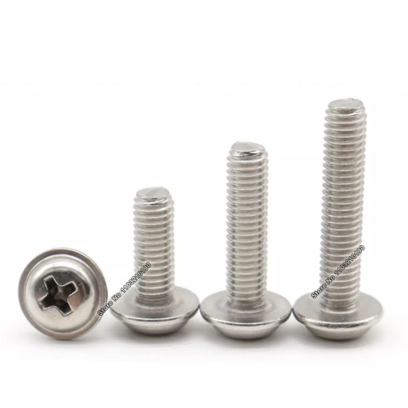 304 Roestvrij Stalen Kruiskop Machine Schroef Met Ring M2 M2.5 M3 M4 Phillips Pan Ronde Kop Computer Schroef Pad Flens bout