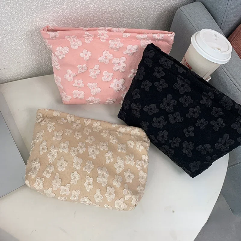 Bolsa de cosméticos de gran capacidad para mujer, estuche de maquillaje portátil, organizador de maquillaje de baño de flores de alta calidad, bolsa de almacenamiento, bolsa de lavado