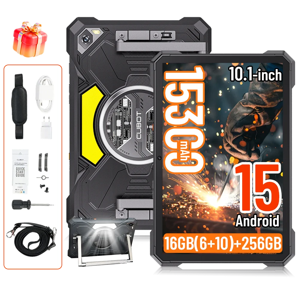 [Versand aus Polen] Cubot TAB KingKong S 10,1'' 90Hz Android 15 Tablet 15300mAh 16GB(6+10) 256GB Campinglicht 48MP Pad