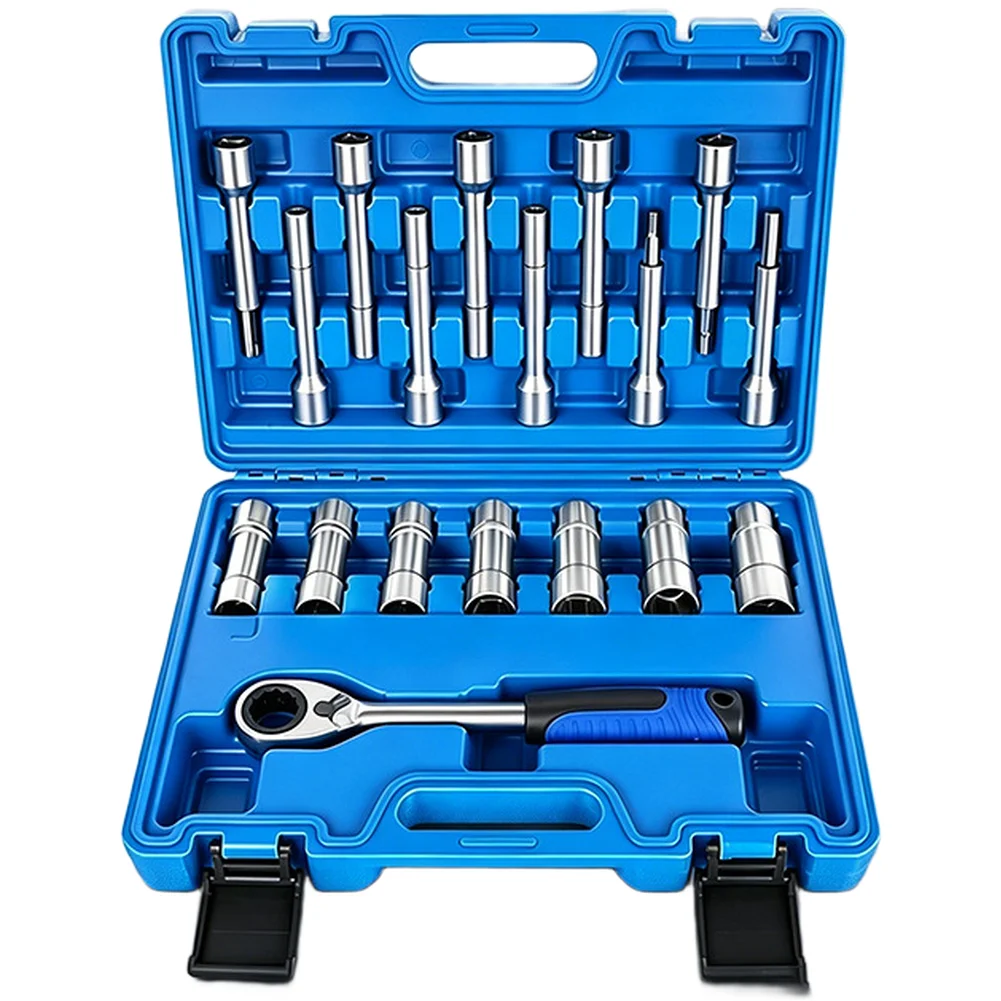 18pcs Shock Absorber Strut Nut Removal Tool Socket Kit For Suspension Spring Disassembly And Automotive Repair Hand Wrench Set