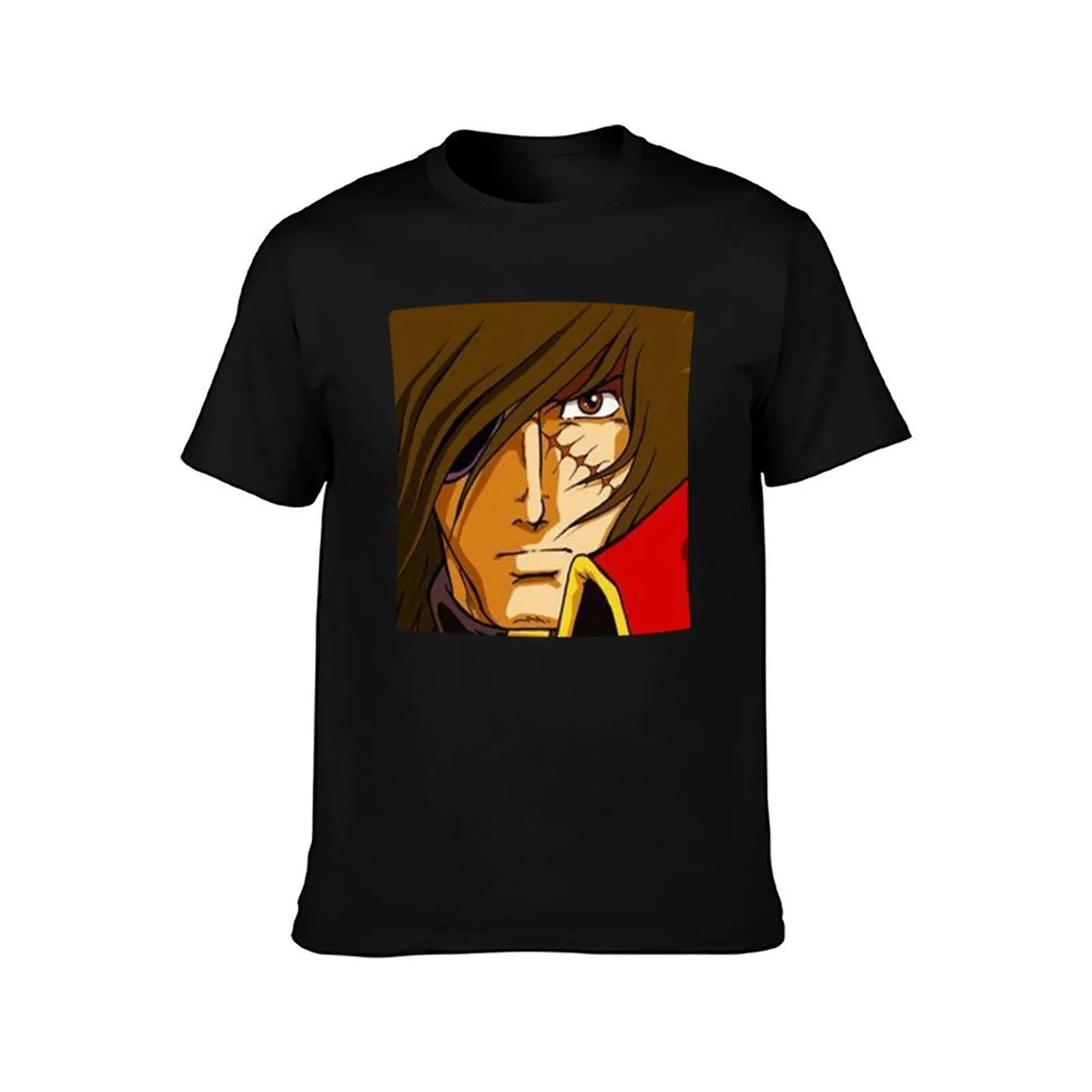 Albator pirate de l_espace visage classique T-Shirt, Summer Casual Cotton Tee, Oversized Streetwear Tops, Vintage Graphic Print