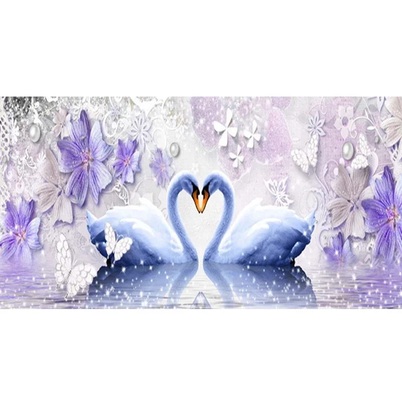 Love Swan Embroidery DIY Gifts Office Living Room Home Decor Cross Stitch Kits