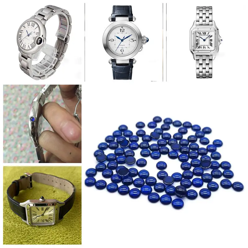 Crown Blue Sapphire Round Suitable Fit Cartier Ballon Bleu Pasha Panthere Santos Cle Ronde Maillon Drive Tortue Multiple