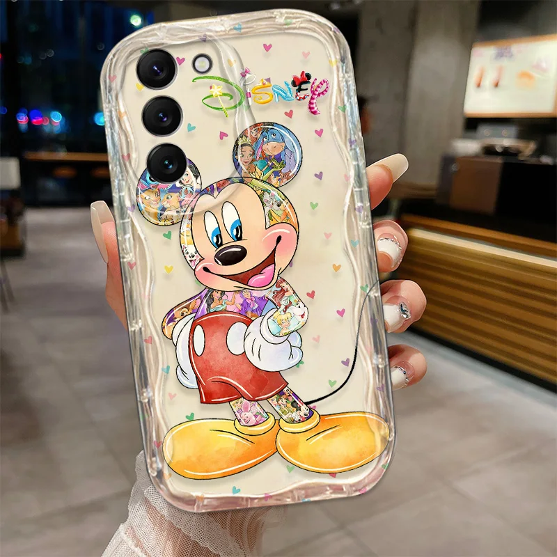 Disney Minnie Mickey Pink Phone Case For S21 S23 S24 Ultra Plus FE A55 A35 A25 A05S A54 A53 A52 A33 A32 Wave Oil Cover