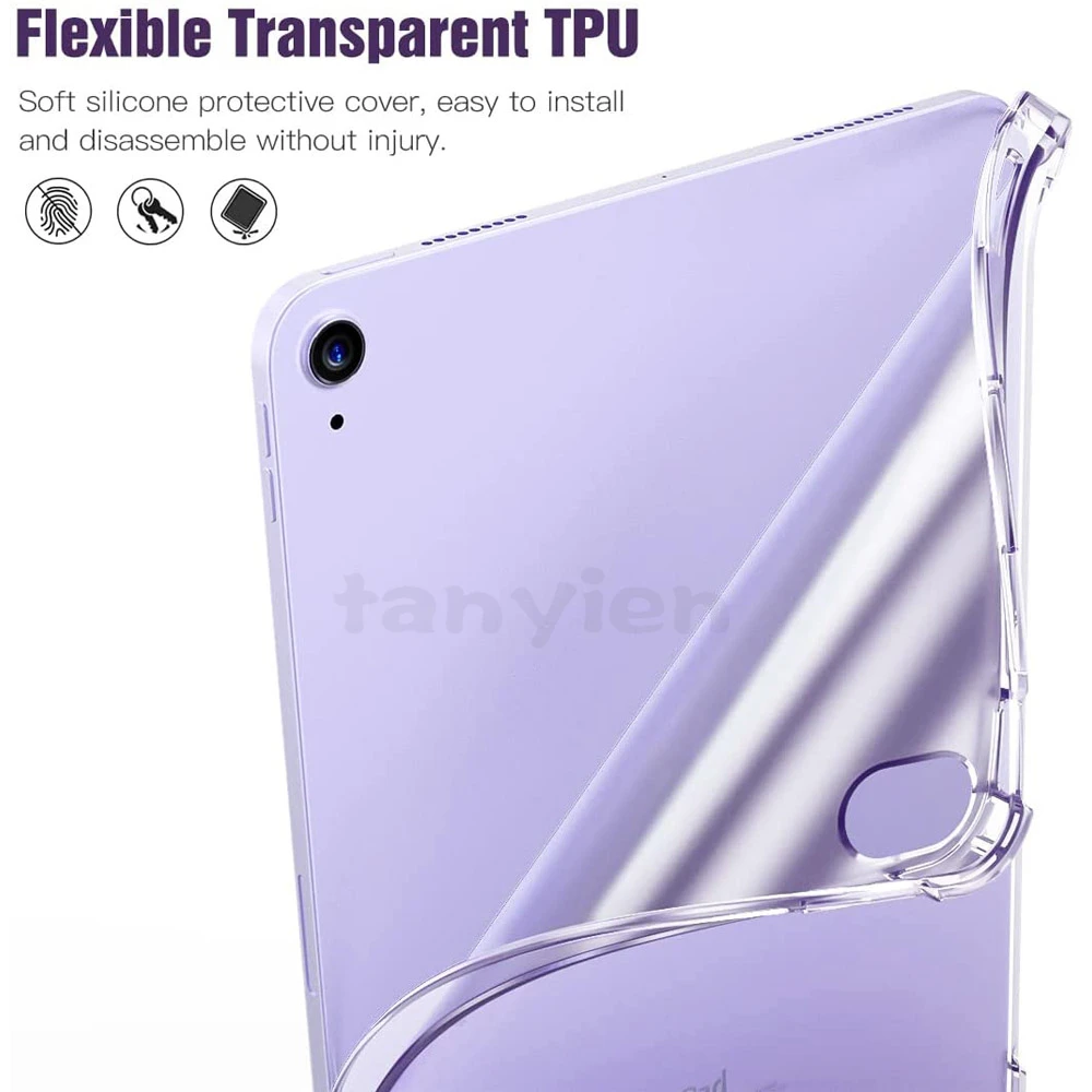 For Apple iPad Air Mini Pro 1 2 3 4 5 6 7 8 9 10 7.9 8.3 9.7 10.2 10.9 11 12.9 2022 2021 Flexible TPU Soft Silicone Tablet Case