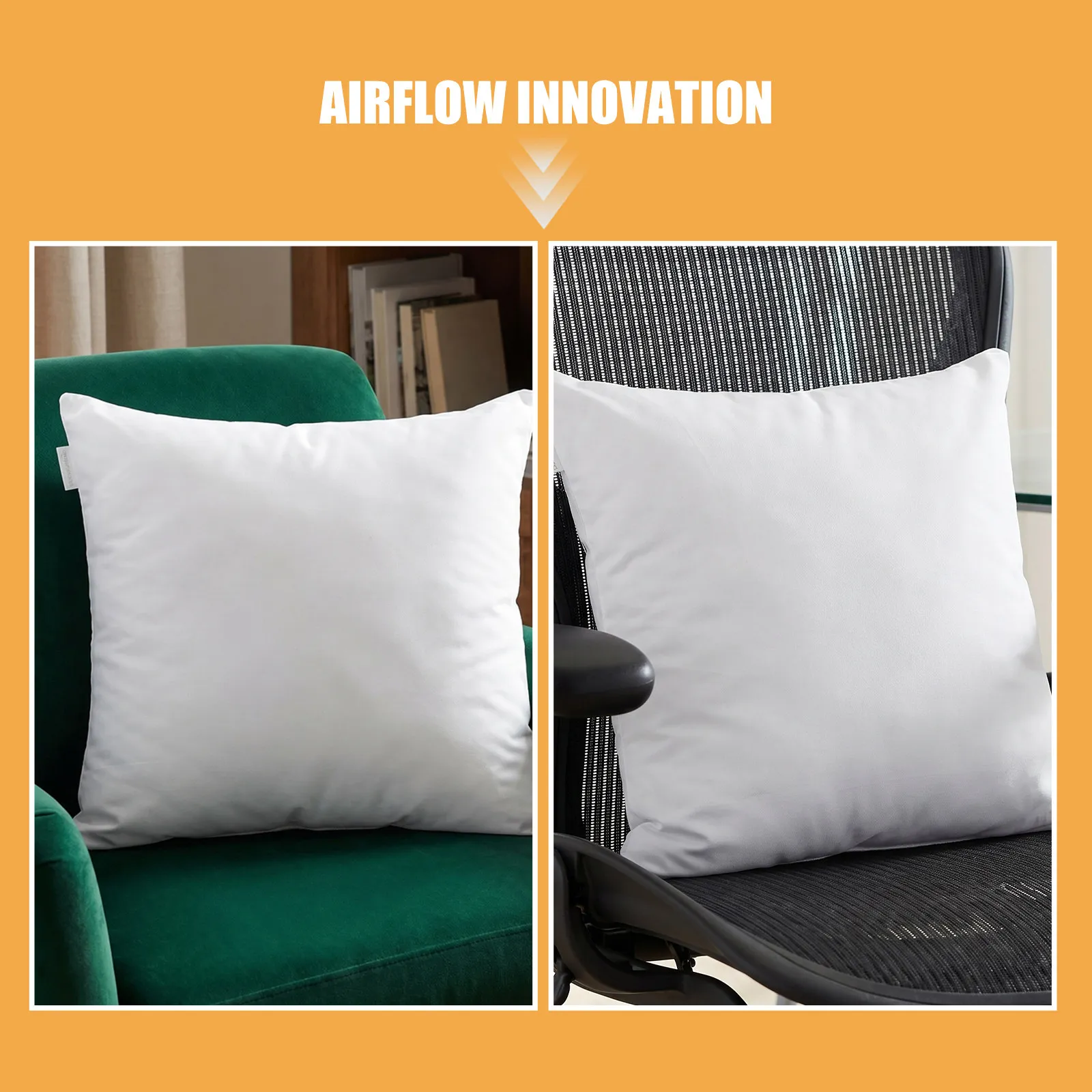 Ergonomic Lumbar Cushion Cotton Pillow Insert for Office Chair Couch Soft Square Throw Pillow Replacement Insert Hypoallergenic