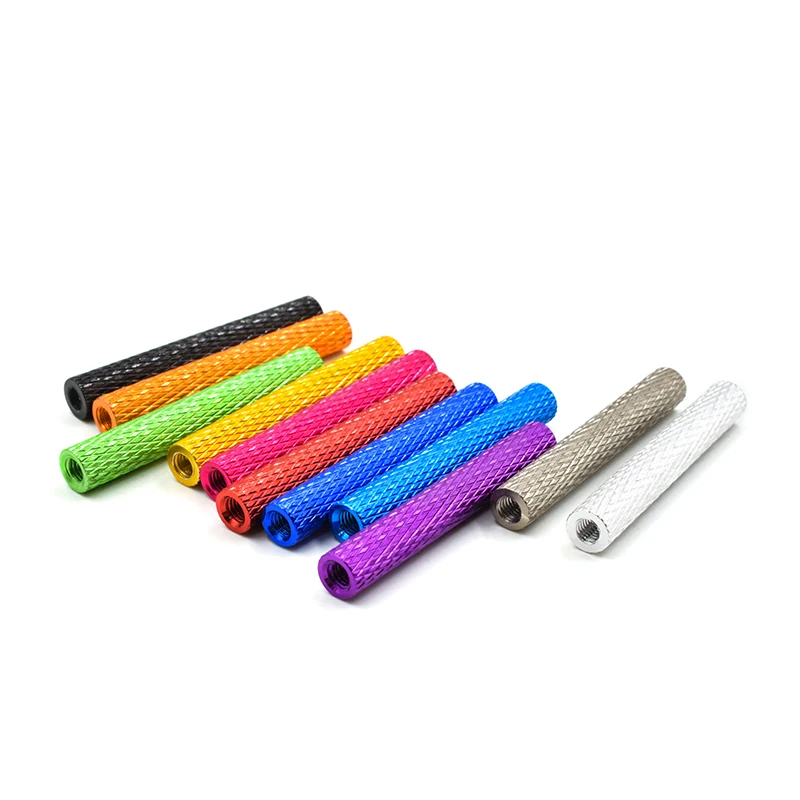 10pcs/lot aluminum standoffs M3 Colourful round aluminum knurled spacer standoff studs M3x6/8/10/15/20/25/28/30/35/37/40/45/50mm
