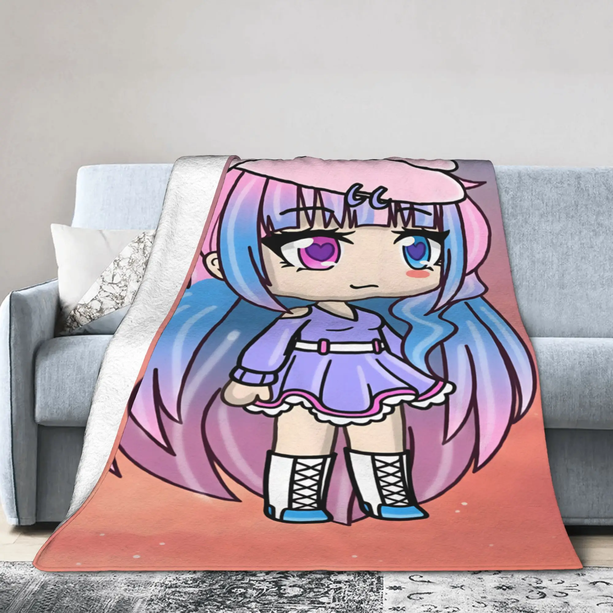 Gacha Life Game Throw Blanket Warm Comfy Pattern Blanket  For Living Room Travel Office Flannel Bedspread Bed Cover