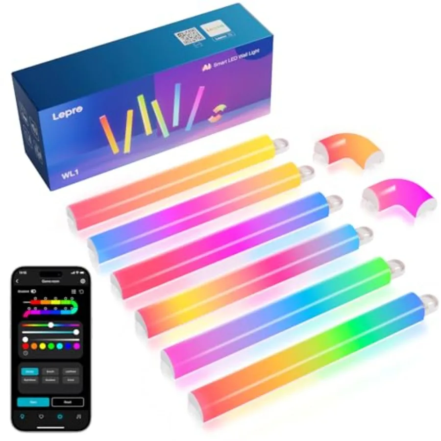 

WL1 AI Smart RGB Wall Lights for Christmas Decorations LLM AI Generated Lighting with LightBeats Music Sync Voice Control Via A