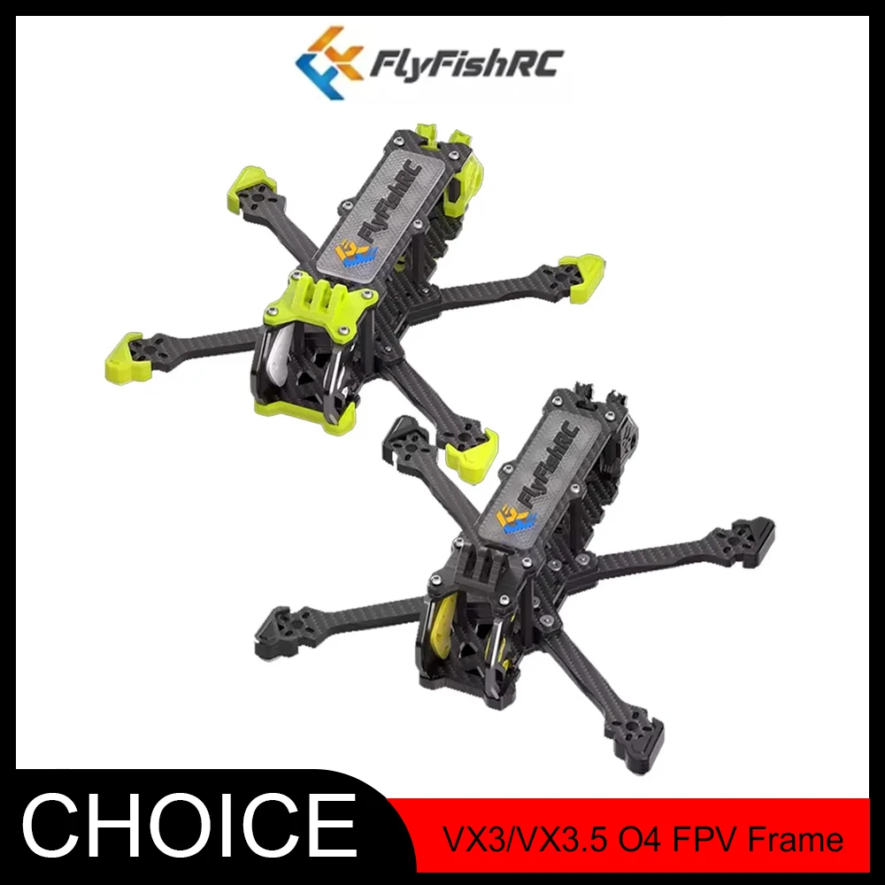

Рамка FlyFishRC Volador VX3/VX3.5 O4 FPV — 3 дюйма/3,5 дюйма для воздушного блока DJI O4 | Комплект квадрокоптера Freestyle