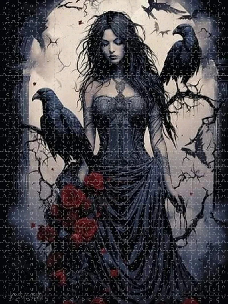 500 PCS Puzzle Magic Witch Black Cat Diy for Adults Beginners - Handmade, Gifts Home Decoration Games