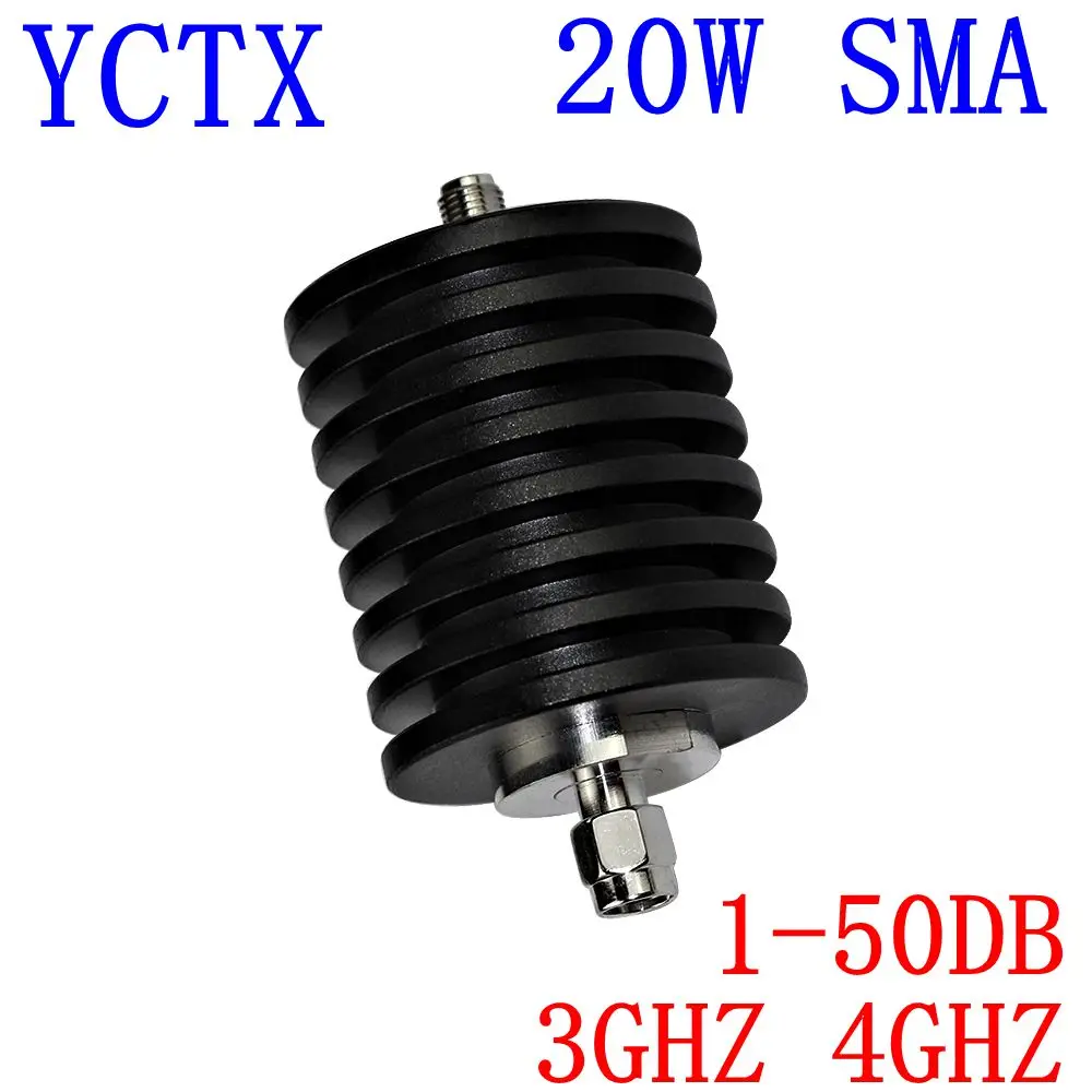 20W SMA-JK Coaxial RF Fixed Attenuator DC-3GHz /4GHz 50 Ohm 1db.3db.5db.6db.10db.15db.20db.30db.40db