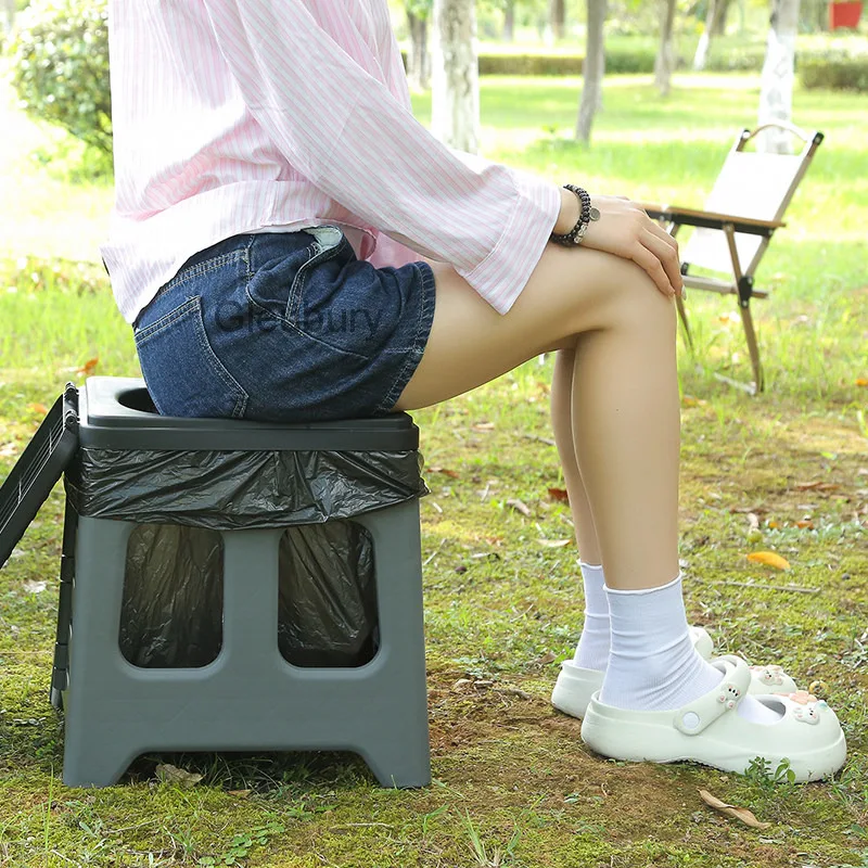 Large New Folding Toilet Outdoor Camping Thickened Enlarged Mobile Self-Driving Emergency Portable Car Toilet